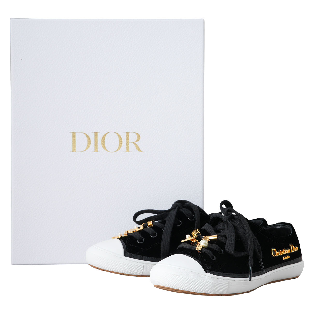 CHRISTIAN DIOR(USED)디올 럭키 벨벳 스니커즈 #35